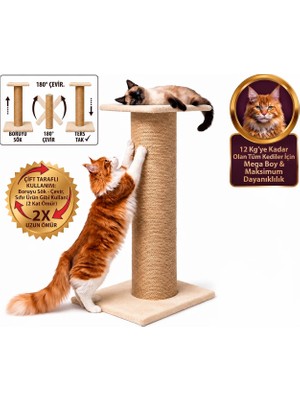 Turkuaz Tırmalama TR171 Bej Renkli Dev Kedi Tırmalama Tahtası 85 cm Yükseklik