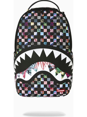 Sprayground Crazy Check Shark Mouth Renkli Sırt Çantası