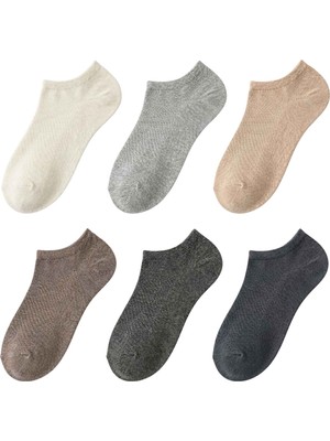 Fantezia Wak Erkek Görünmez Çorap 6’lı Set, Babet Kesim, Yumuşak ve Esnek Yapı, Krem, Açık Gri, Bej, Vizon, Antrasit, Füme
