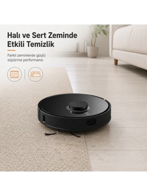 Xiaomi 8000 Pa Güçlü Çekim Gücüne Sahip Akıllı Robot Süpürge ve Paspas, Saç Dolaşmasını Önleyen Kesici Fırça, Lazer Haritalama ve 5200 Mah Pil + Tiftik Cihazı