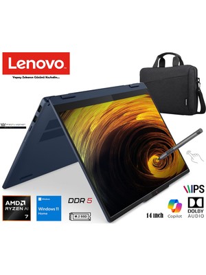 Lenovo ıdeapad 5 2-In-1 Amd Ryzen Aı 7 350 (Yeni Nesil Yapay ZEKA)16GB 1tb SSD W11 Home 14" Taşınabilir Bilgisayar 83KT004STR Prestij Çanta
