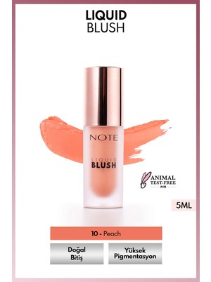 Note Cosmetics Liquid Blush Nemlendirici Etkili Likit Allık - 10 Peach (Işıltılı)