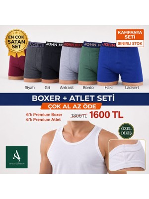 John Miles 6’lı Premium Boxer + 6’lı As Yıldız Premium Atlet Seti Çok Al Az Öde Kampanya
