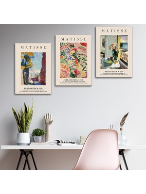 Tilki Dünyası Henri Matisse 3'lü Kanvas Tablo Seti - Fovist Manzara ve Pencere Desenli Yağlı Boya Tablo Seti