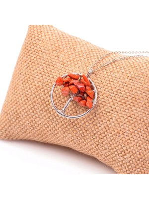 Taş Sandığı Jasper Taşı Hayat Ağacı Kolye