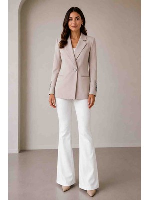 Gülcan Butik Kadın Taş Rengi Şık Blazer Ceket