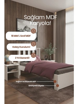 Renazzo Mobilya Stark Tek Kişilik Mdf Karyola