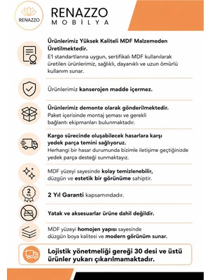 Renazzo Mobilya Shark New 4 Çekmeceli Tek Kişilik Mdf Karyola