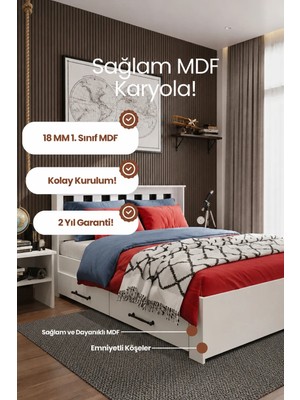 Renazzo Mobilya Stark 4 Çekmeceli Tek Kişilik Mdf Karyola