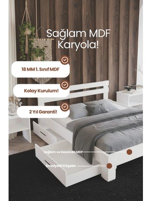Renazzo Mobilya Letto 2 Çekmeceli Tek Kişilik Mdf Karyola