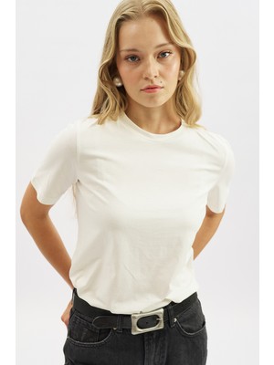 Manuka BASIC KISA KOLLU T-SHIRT EKRU