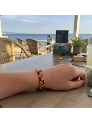 Pafuli El Yapımı Miyuki Bileklik Saks & Turuncu