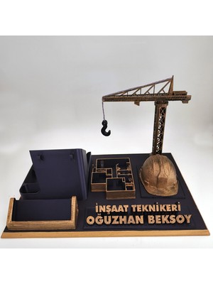 Hediyemix Kişiye Özel Inşaat Teknikeri Masaüstü Isimlik Kartvizitlik - Teknikere Özel Ofis Hediyesi