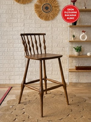 Silla Boncuk Bar Sandalyesi Ceviz Ahşap Ada Sandalye