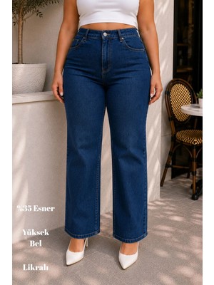 Cedy Denim Cedy Denım - Kadın Büyük Beden Boru Paça Yüksek Bel Regular Fit Likralı Pantolon  C626