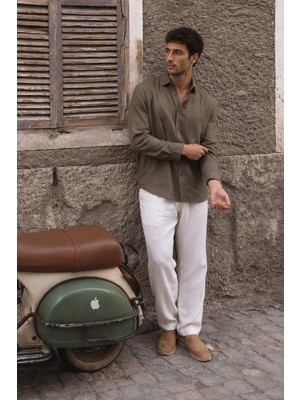 Respire Erkek Nefes Alabilen Oversize Modal Gömlek Haki