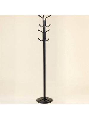 Upstyle Viona 12 Askılı Metal Ayaklı Portmanto Siyah 161 cm
