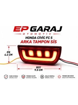 EP Garaj Otomotiv Honda Civic Fc5 Arka Tampon Sis LED Sağ + Sol Çift