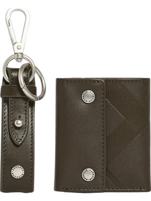 Barbour Brunton Deri Cüzdan & Anahtarlık Hediye Seti OL91 Dark Olive