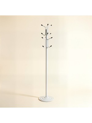Upstyle Viona 12 Askılı Metal Ayaklı Portmanto Beyaz 161 cm