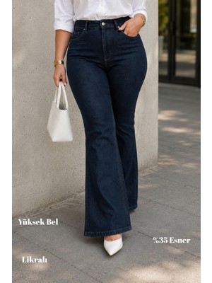 Cedy Denim Cedy Denım - Kadın Büyük Beden Ispanyol Paça Yüksek Bel Skinny Fit Likralı Pantolon  C628