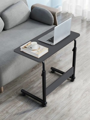 servetavcı Yükseklik Ayarlı Laptop Sehpası ve Çalışma Masası - Antrasit (Tekerli) Oval Kenar - 70X40