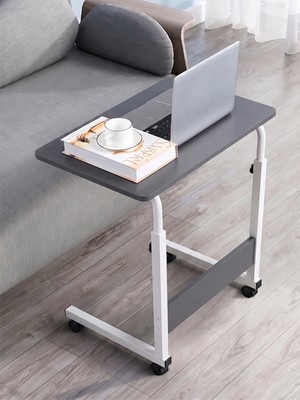 servetavcı Yükseklik Ayarlı Laptop Sehpası ve Çalışma Masası - Antrasit Beyaz (Tekerli) Oval Kenar - 60X40