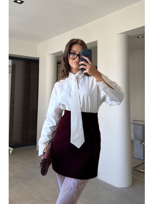 Magarde Premium Kravatlı Gömlek- Beyaz