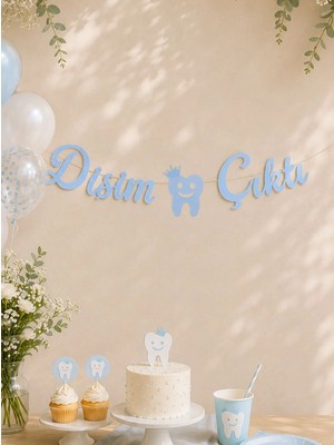 Diş Buğdayı Dişim Çıktı Yazılı Kaligrafi Banner Mavi
