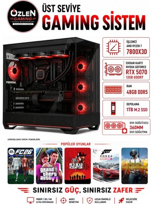 Özlen XL46 RYZEN 7 7800X3D RTX 5070 12GB 48GB DDR5 RAM 1TB M.2 SSD Üst Seviye Oyuncu Bilgisayarı