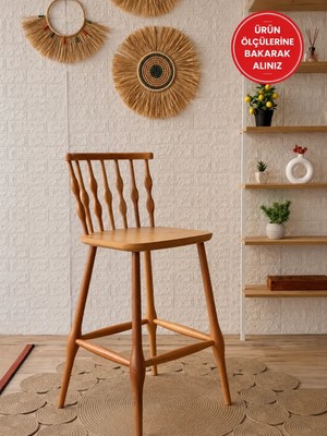 Silla Boncuk Bar Sandalyesi Naturel Ahşap Ada Sandalye