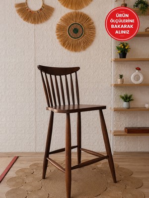Silla Yıldız Bar Sandalyesi Ceviz Ahşap Ada Sandalye