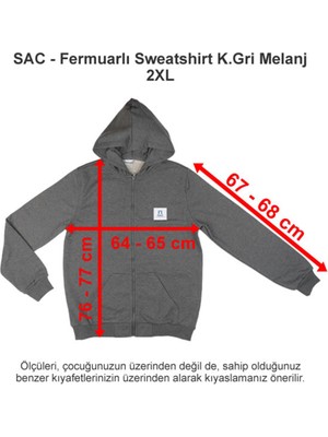 Sev Amerikan Koleji Fermuarlı Sweatshirt Koyu Gri Melanj 2xl