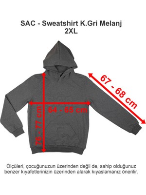 Sev Amerikan Koleji Sweatshirt Koyu Gri Melanj 2 Iplik 2xl