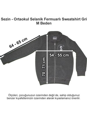 Özel Sezin Okulu Ortaokul Selanik Fermuarlı Sweatshirt Gri M Beden