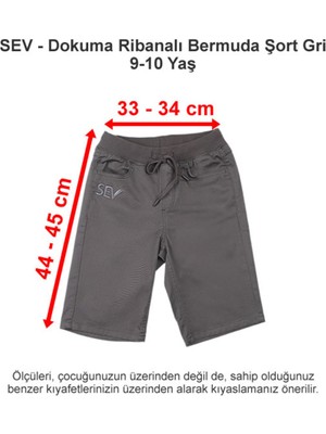 Sev Okulları Dokuma Ribanalı Bermuda Şort Gri 9-10 Yaş
