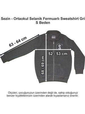 Özel Sezin Okulu Ortaokul Selanik Fermuarlı Sweatshirt Gri S Beden