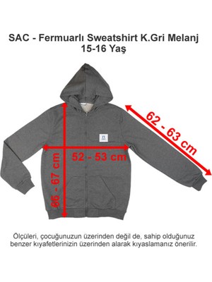 Sev Amerikan Koleji Fermuarlı Sweatshirt Koyu Gri Melanj 15-16 Yaş