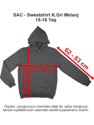 Sev Amerikan Koleji Sweatshirt Koyu Gri Melanj 2 Iplik 15-16 Yaş