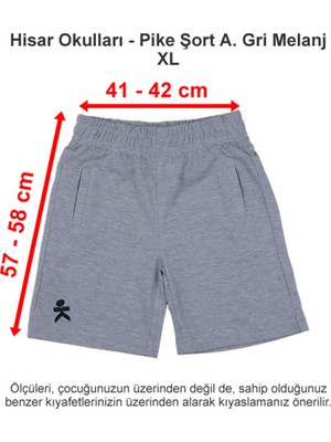 Hisar Okulları Pike Şort Açık Gri Melanj Xl