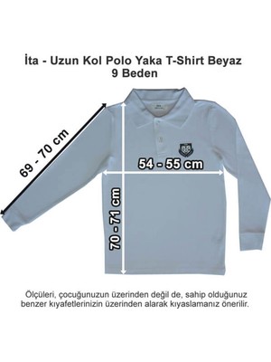Ita Okulları Uzun Kol Polo Yaka T-Shirt Beyaz 9 Beden
