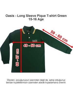 Oasis International School Long Sleeve Pique T-Shirt Green 15-16 Age