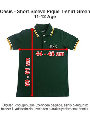 Oasis International School Short Sleeve Pique T-Shirt Green 11-12 Age