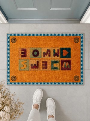 Suare Concept Home Sweet Home Kırkyama Desenli Kapı Önü Paspası 40X60 cm - Dijital Baskılı Yıkanabilir Kaymaz Taban Paspas