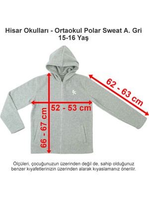 Hisar Okulları Ortaokul Polar Sweat Açık Gri 15-16 Yaş