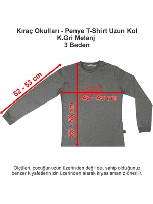 Kıraç Okulları Penye T-Shirt Uzun Kol Koyu Gri Melanj 3 Beden