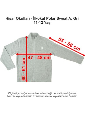Hisar Okulları Ilkokul Polar Sweat Açık Gri 11-12 Yaş