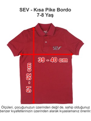 Sev Okulları Kısa Pike Bordo 7-8 Yaş