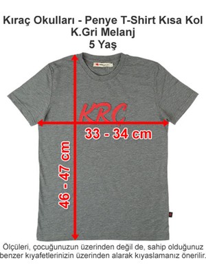 Kıraç Okulları Penye T-Shirt Kısa Kol Koyu Gri Melanj 5 Yaş