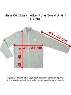 Hisar Okulları Ilkokul Polar Sweat Açık Gri 5-6 Yaş